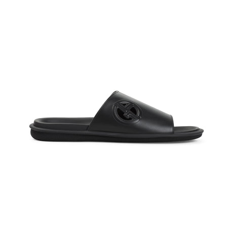 GIORGIO ARMANI Classic Leather Slide Sandals