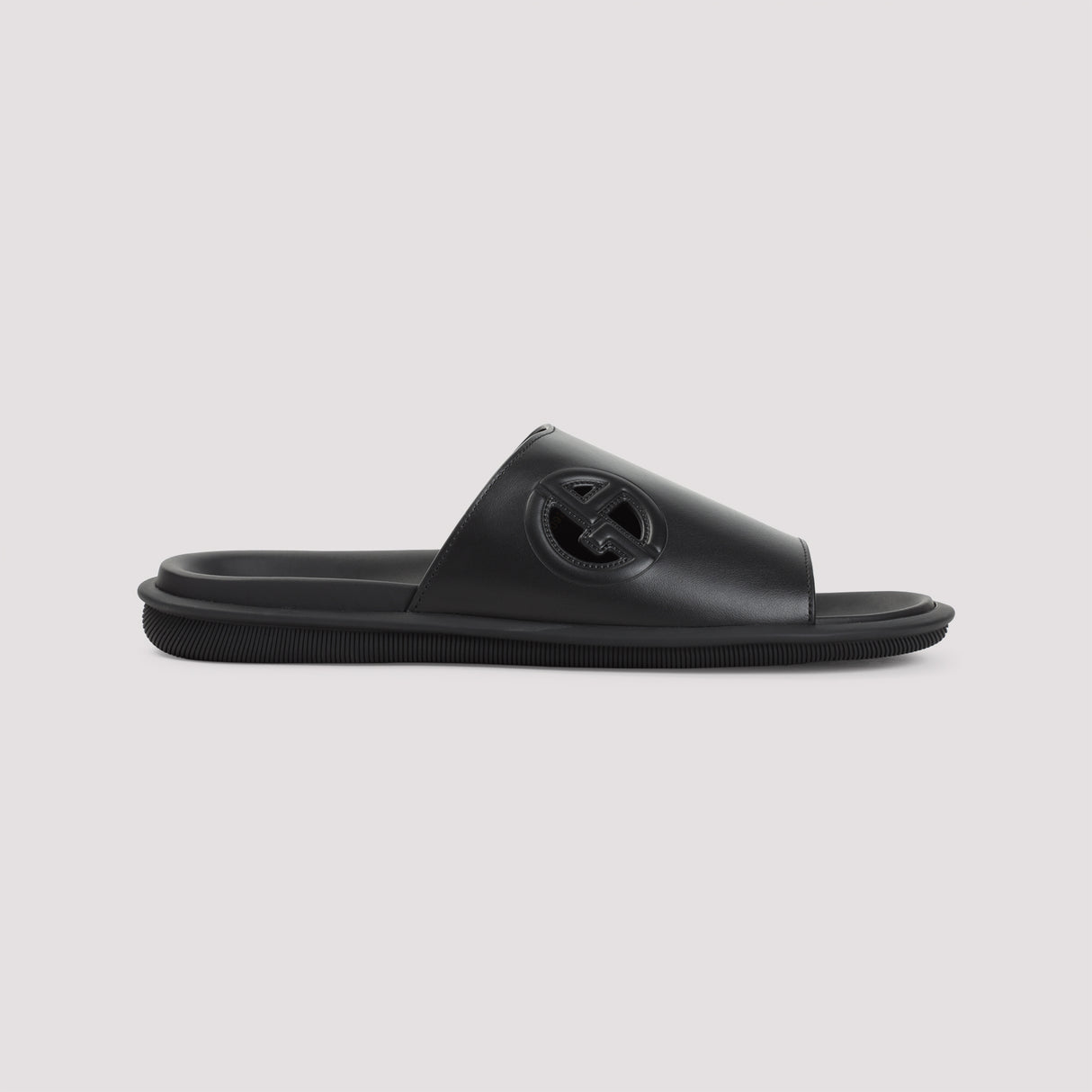 GIORGIO ARMANI Classic Leather Slide Sandals