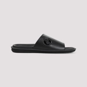 GIORGIO ARMANI Classic Leather Slide Sandals