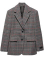 PRADA Single-Breasted Prince of Wales Wool Blazer for Men