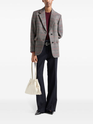 PRADA Single-Breasted Prince of Wales Wool Blazer for Men