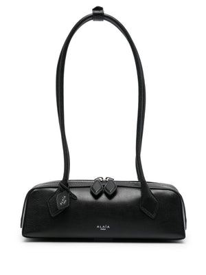 ALAIA Navy Mini Dachshund Leather Handbag with Brass Accents, Small