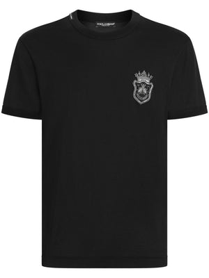 DOLCE & GABBANA Classic Fit Cotton T-Shirt with Heraldic Patch for Women