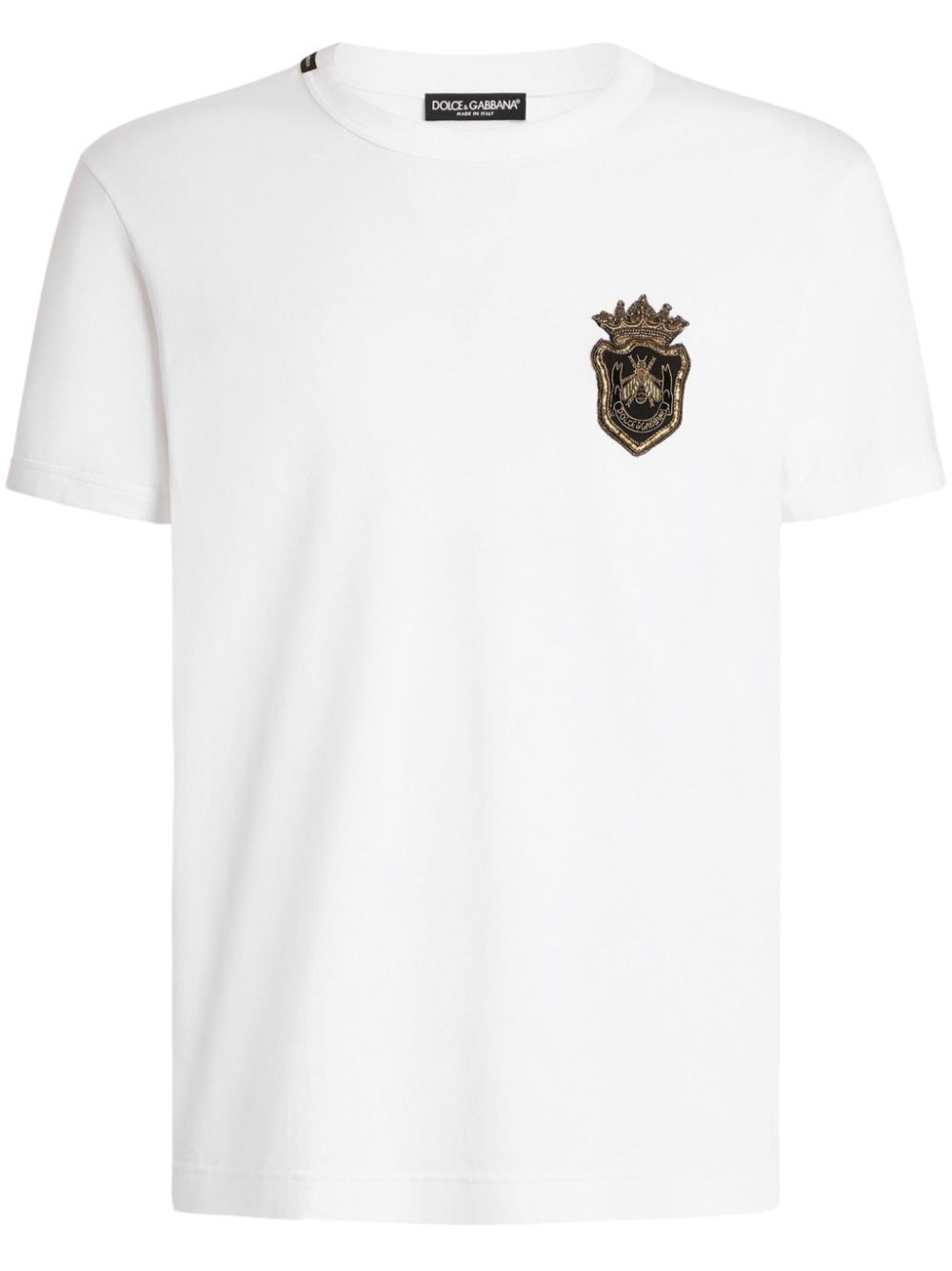 DOLCE & GABBANA Classic Fit Cotton T-Shirt with Heraldic Patch for Women