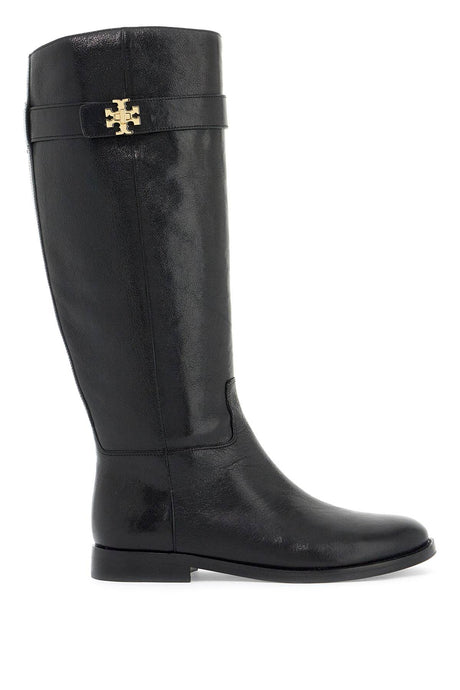 TORY BURCH Knee-High Leather Riding Boots with Signature Double T Motif