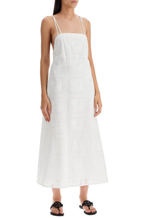 TORY BURCH Elegant Cotton Lace Midi Dress with Adjustable Straps