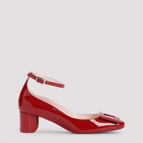 ROGER VIVIER Roundy Lacquered Ankle Strap Pumps 45