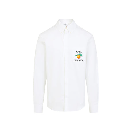 CASABLANCA Long Sleeve Embroidered Oxford Shirt for Men - SS25 Collection