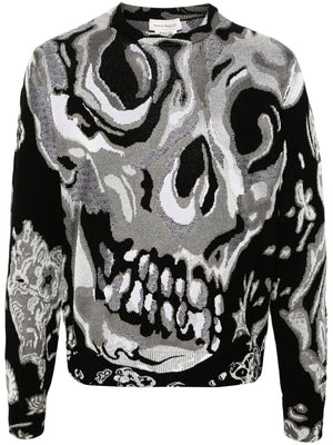 ALEXANDER MCQUEEN Skull Jacquard Round Neck Sweater