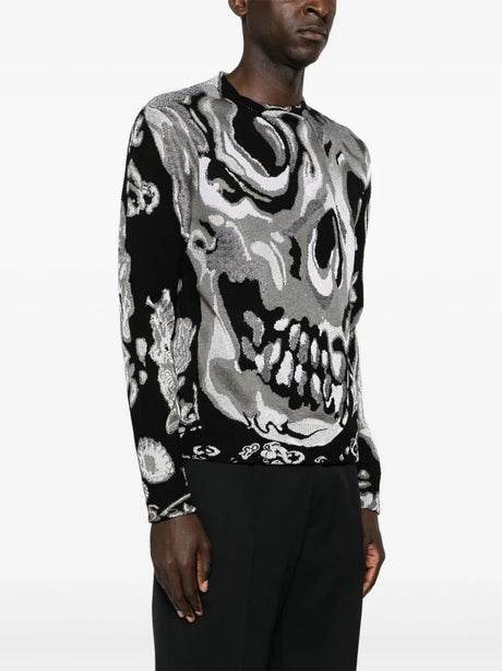 ALEXANDER MCQUEEN Skull Jacquard Round Neck Sweater