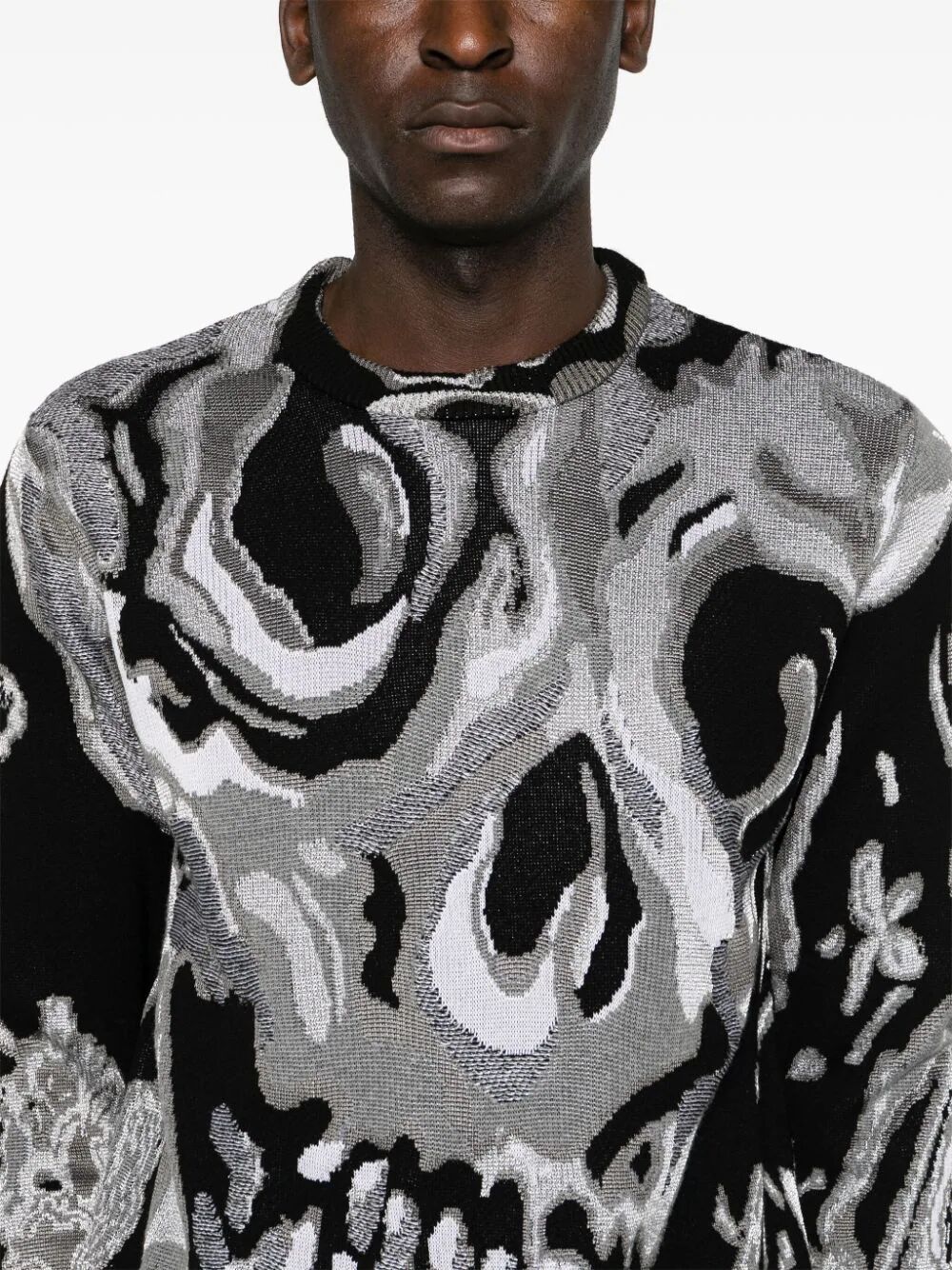 ALEXANDER MCQUEEN Skull Jacquard Round Neck Sweater