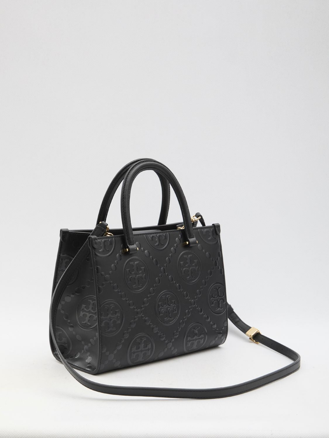 TORY BURCH Monogram Embossed Square Tote Handbag - 19x25x11.5cm