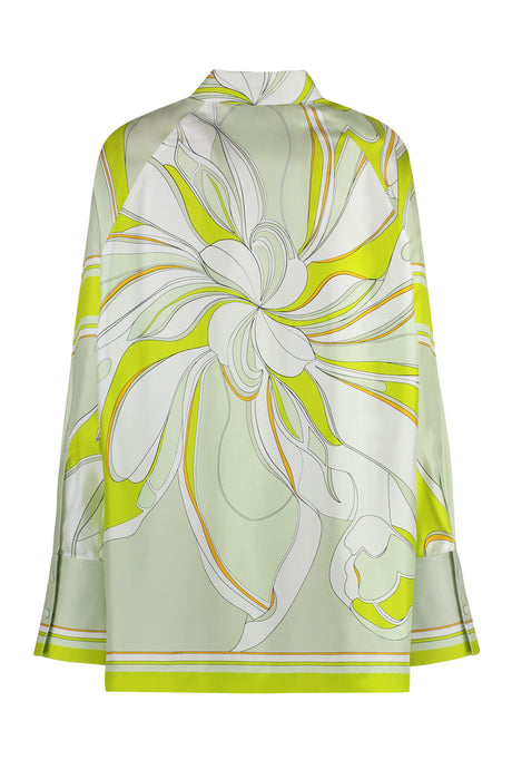 TORY BURCH Colorful Silk Shirt with Side Cut Hem