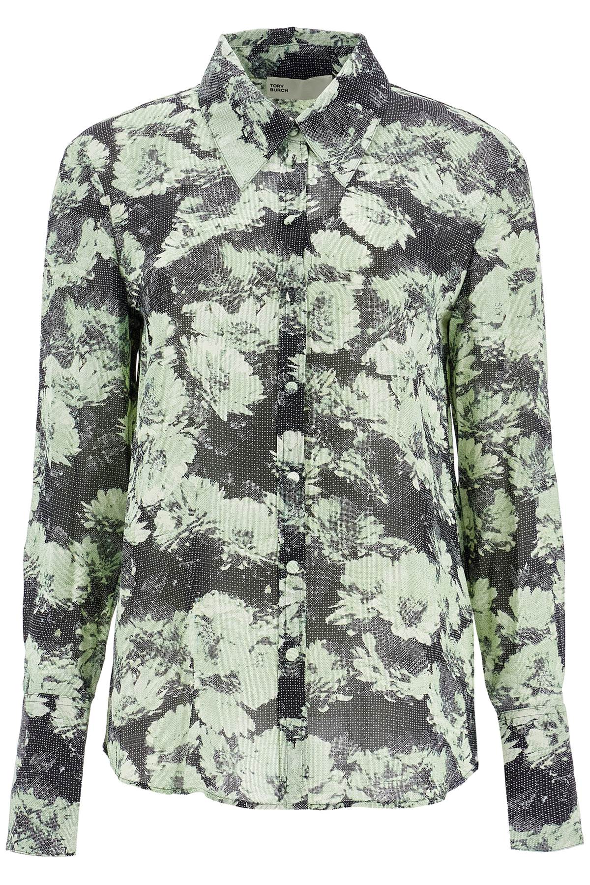 TORY BURCH Floral Ruffle Detail Viscose Shirt - Size 2