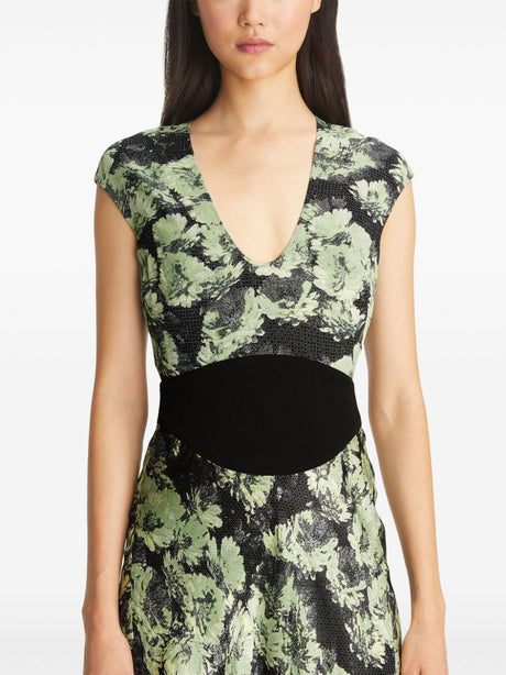 TORY BURCH Chic Green Midi Dress with Cap Sleeves