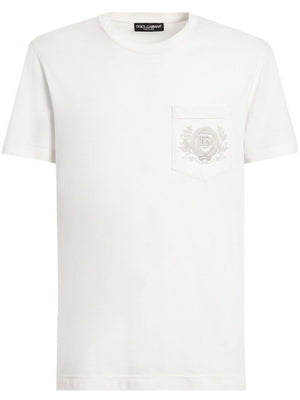 DOLCE & GABBANA DG Logo Embroidered Cotton T-Shirt - Classic Fit for Women