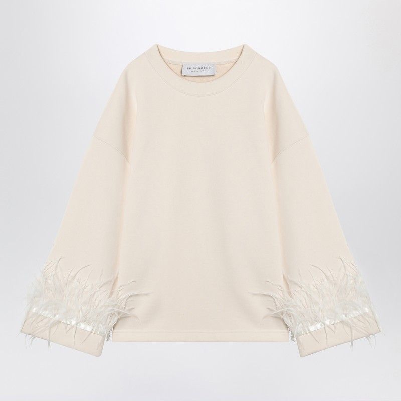 PHILOSOPHY DI LORENZO SERAFINI Feather Cuff Relaxed Fit Sweatshirt