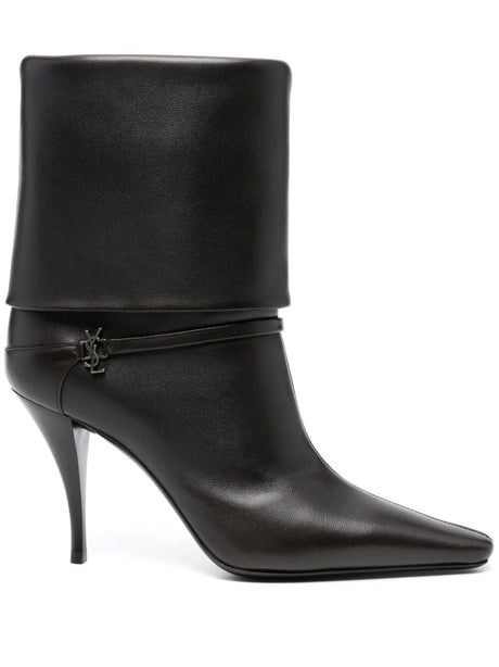 SAINT LAURENT PARIS Nappa Leather Ankle Boots with 9 cm Heel