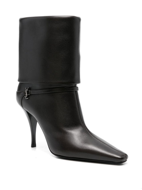 SAINT LAURENT PARIS Nappa Leather Ankle Boots with 9 cm Heel