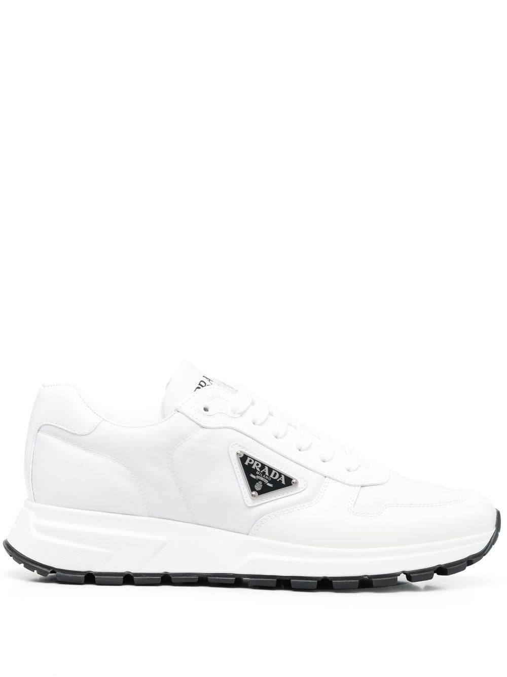 PRADA Women's Sneaker in Brushed Leather and Recycled Nylon