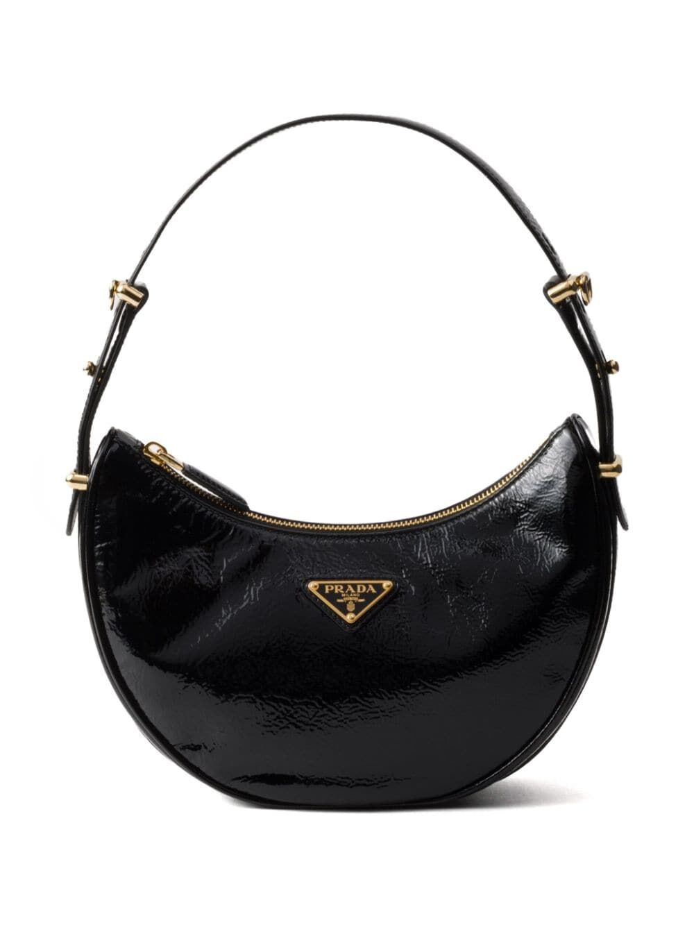 PRADA Mini Patent Leather Shoulder Bag - 22.5 cm x 18.5 cm x 6 cm