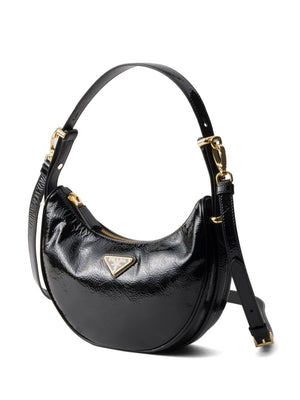 PRADA Mini Patent Leather Shoulder Bag - 22.5 cm x 18.5 cm x 6 cm