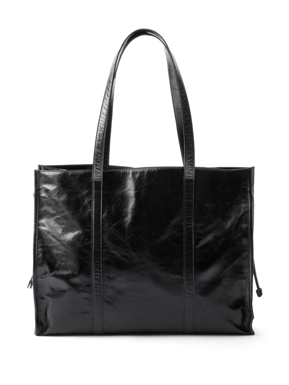 PRADA Large Glossy Leather Tote Bag - W 39 x H 31 x D 10 cm