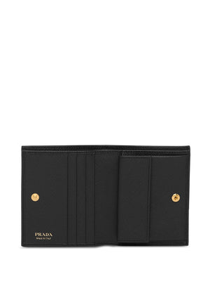 PRADA Mini Leather Wallet with Button Closure