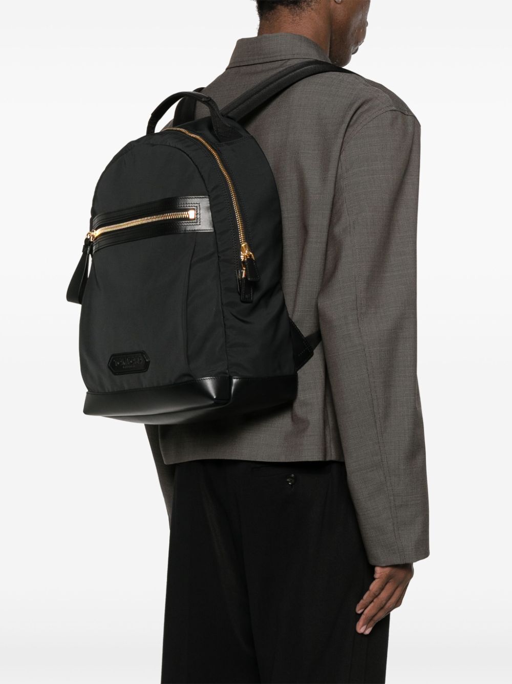 TOM FORD Leather-Trimmed Nylon Backpack - W 28 x H 40 x D 15 cm