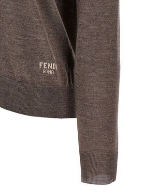 FENDI Men's Wool and Silk V-Neck Sweater