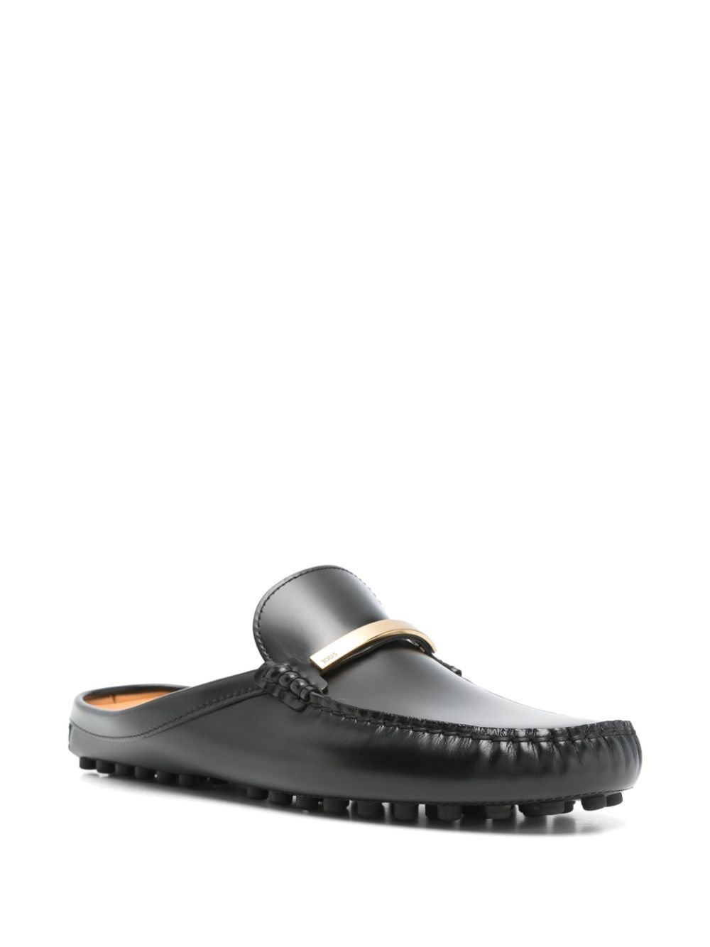 TOD`S Branded Metal Bar Leather Rubber Flat Shoes for Men