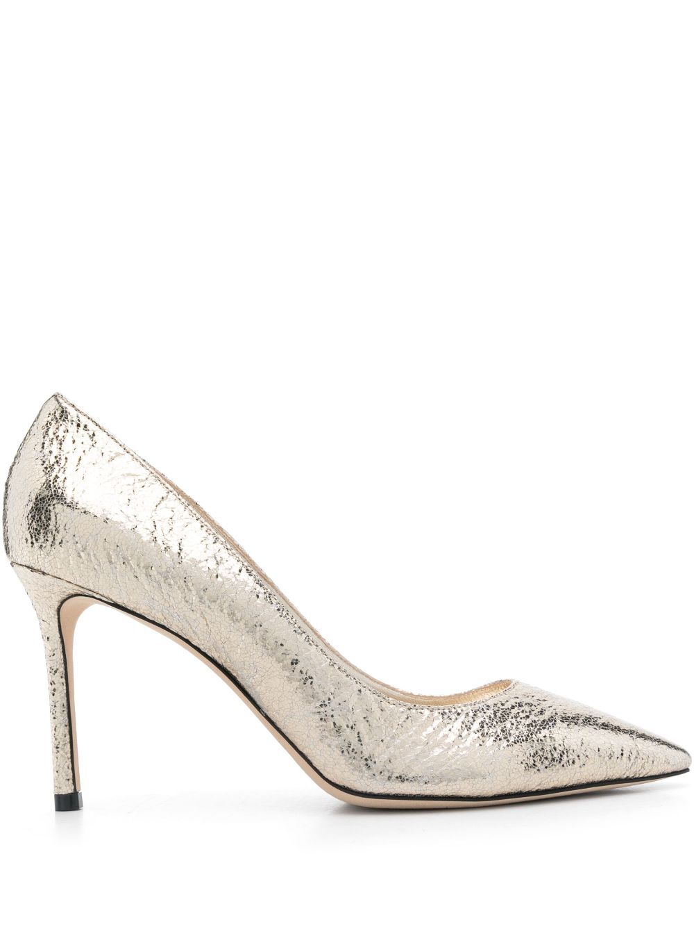 JIMMY CHOO Cracked Effect Leather Romy Pumps 85