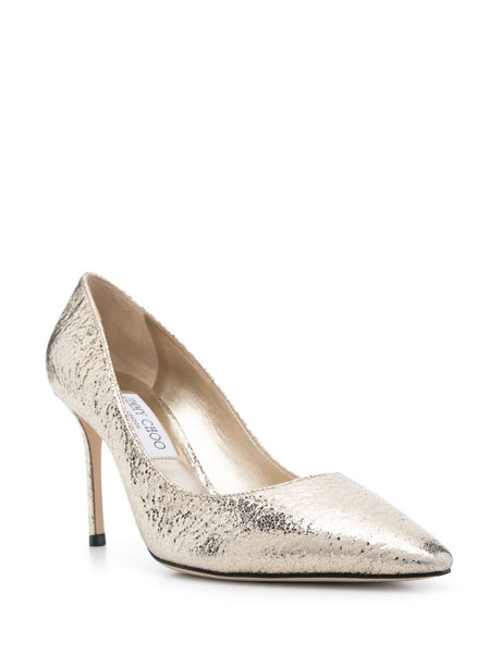 JIMMY CHOO Cracked Effect Leather Romy Pumps 85