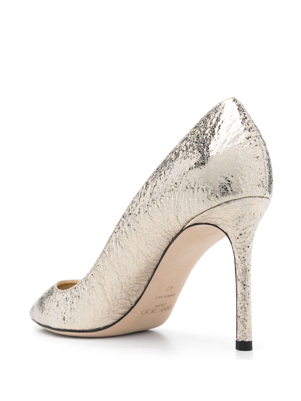 JIMMY CHOO Cracked Effect Leather Romy Pumps 85