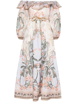 ZIMMERMANN Mini Floral Linen Dress for Women - SS25 Collection