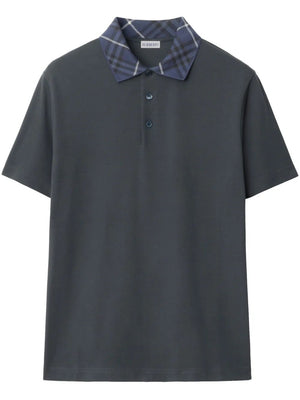 BURBERRY LONDON ENGLAND Check Collar Slim Fit Cotton Polo Shirt - SS25