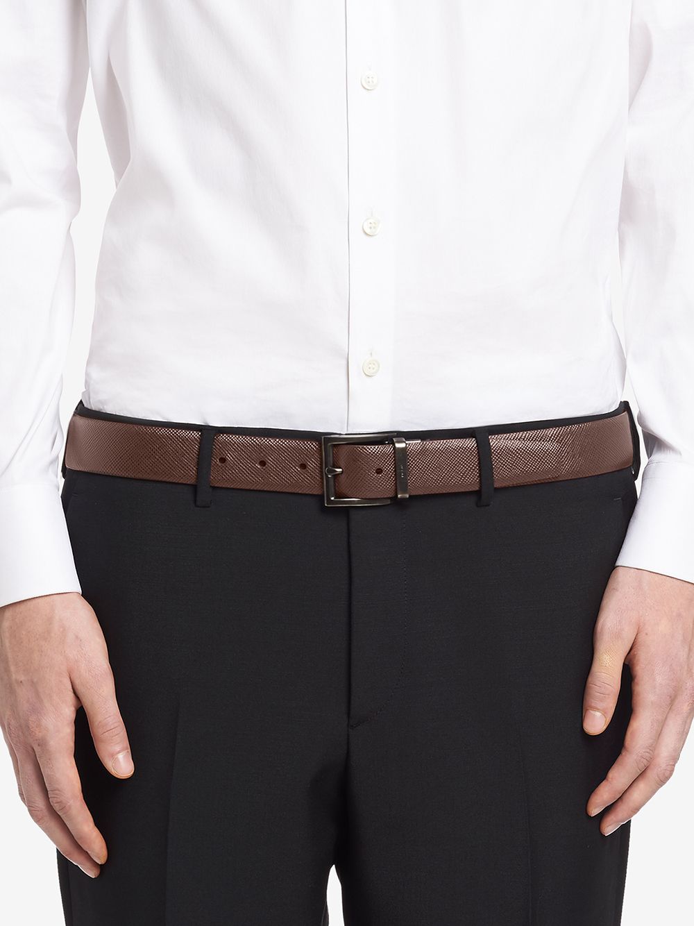 PRADA Reversible Two-Toned Saffiano Leather Belt - 3.5 cm