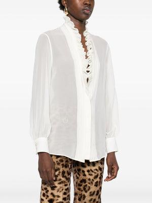 TOM FORD Relaxed Fit Ruffle-Detail Silk Blouse