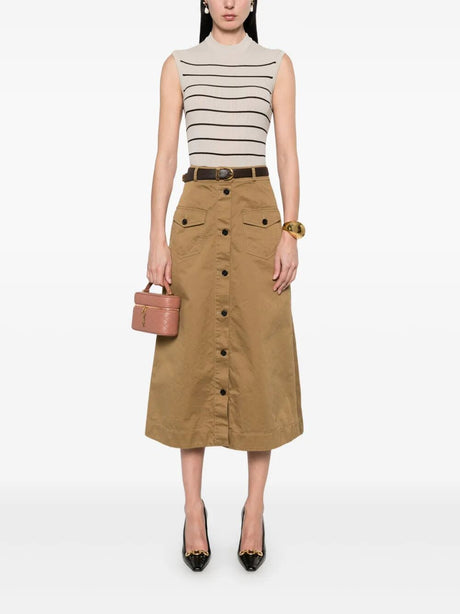 SAINT LAURENT PARIS Buttoned Cotton Serge Midi Skirt for Men