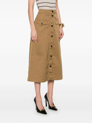 SAINT LAURENT PARIS Buttoned Cotton Serge Midi Skirt for Men