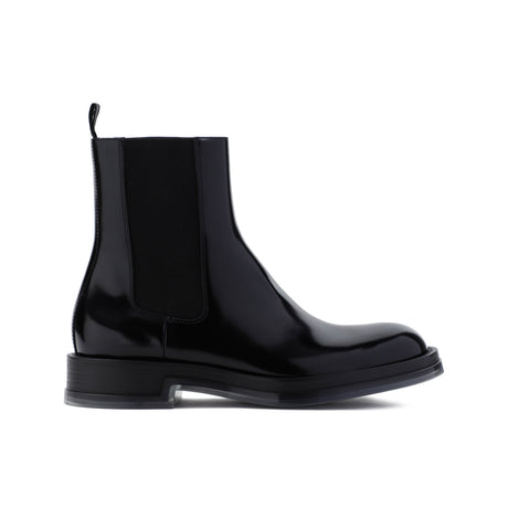 ALEXANDER MCQUEEN 100% Leather Boots with 4cm Heel Height for Men