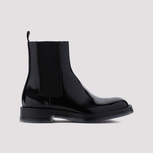 ALEXANDER MCQUEEN 100% Leather Boots with 4cm Heel Height for Men