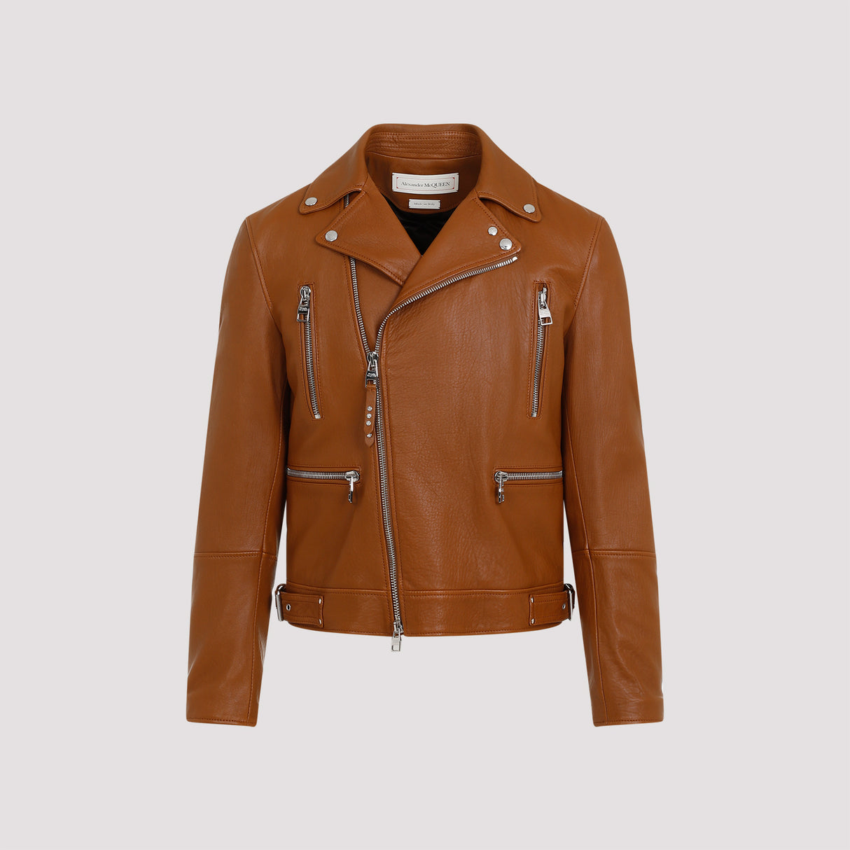 ALEXANDER MCQUEEN Essential Leather Biker Jacket - FW24 Collection