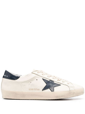 GOLDEN GOOSE Super-Star Nappa Leather Sneakers with Blue Star and Heel Tab