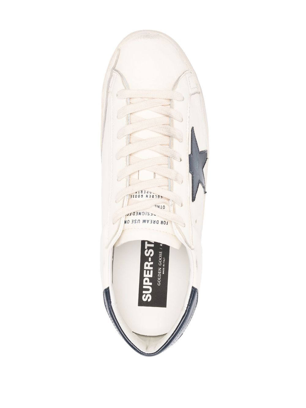 GOLDEN GOOSE Super-Star Nappa Leather Sneakers with Blue Star and Heel Tab