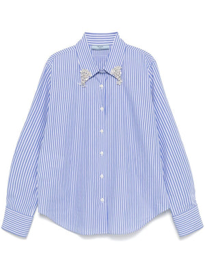 PRADA Embellished Collar Striped Shirt