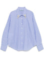 PRADA Embellished Collar Striped Shirt