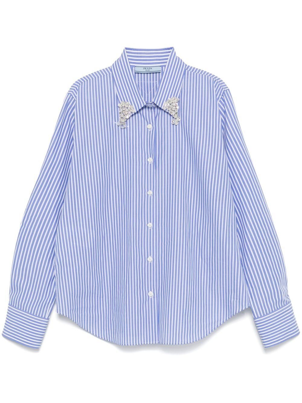 PRADA Embellished Collar Striped Shirt