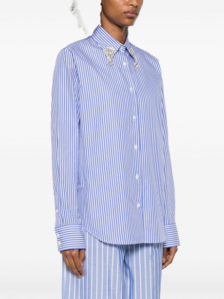 PRADA Embellished Collar Striped Shirt