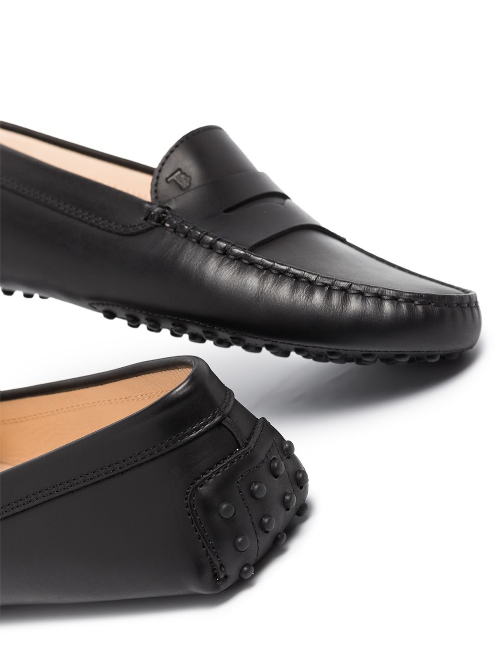 TOD`S Smooth Leather Rubber Driving Loafers